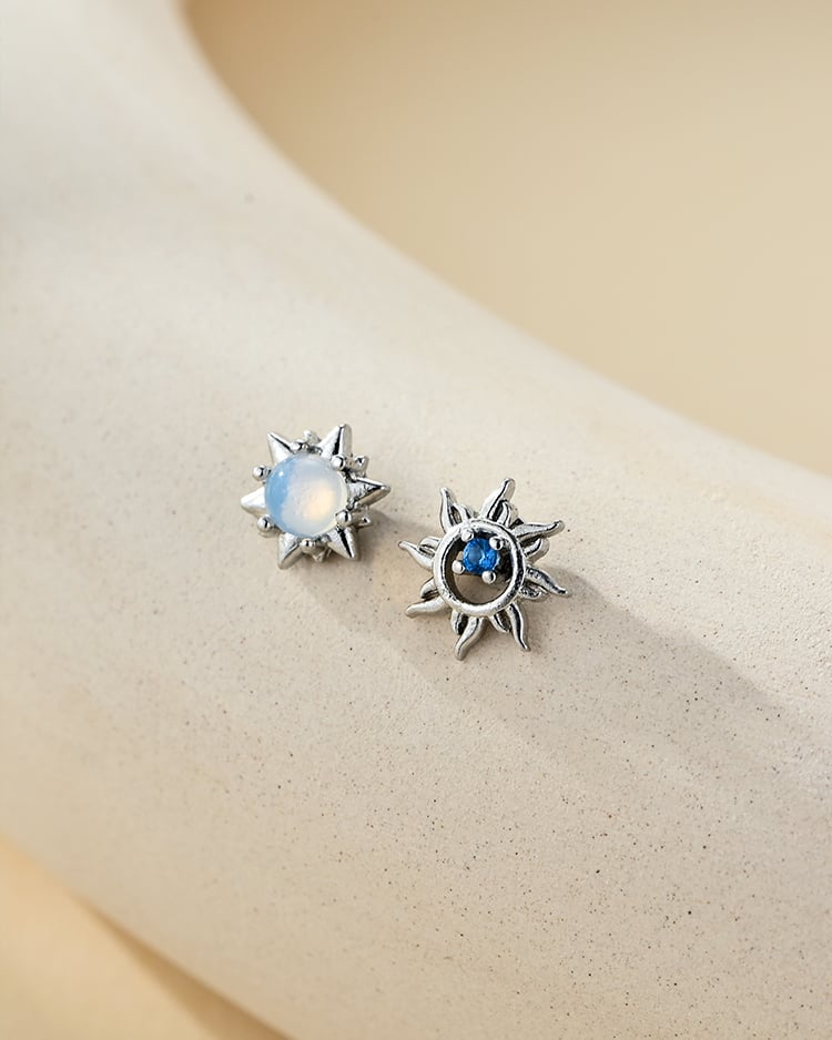 絢麗不對稱太陽 耳針/無耳洞黏貼式耳環 場景展示