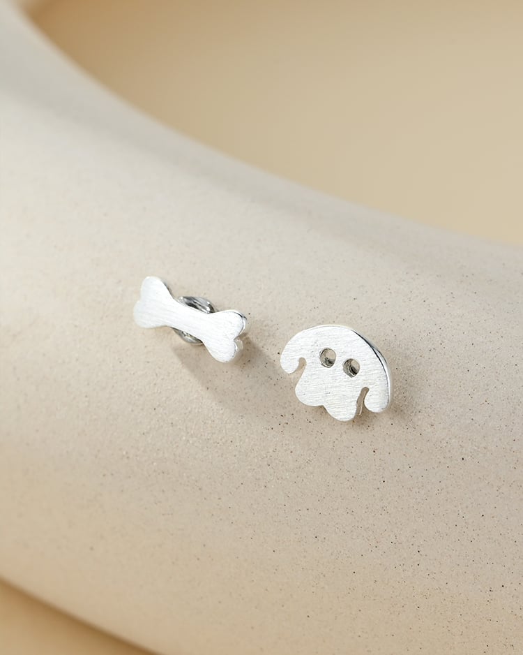 俏皮萌犬與骨頭 耳針/無耳洞黏貼式耳環 場景展示