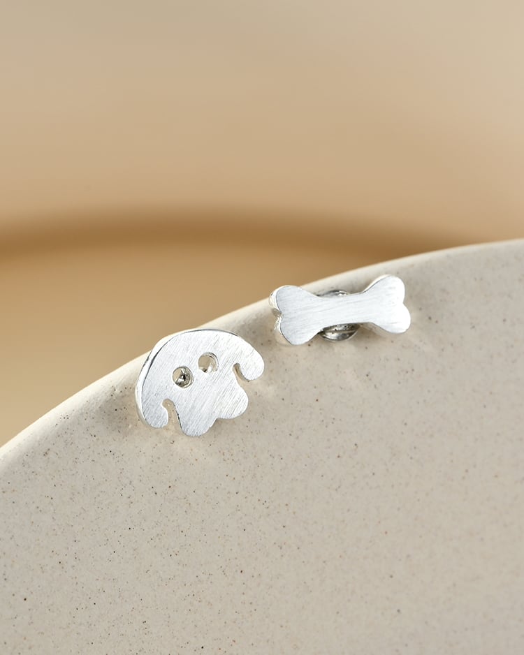俏皮萌犬與骨頭 耳針/無耳洞黏貼式耳環 場景展示