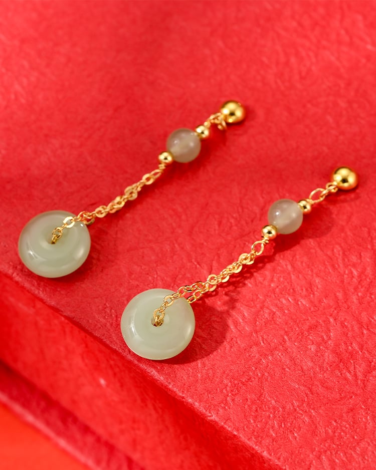 古韻平安垂墜款 耳針/無耳洞黏貼式耳環 場景展示