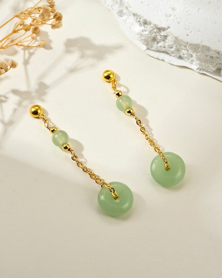 古韻平安垂墜款 耳針/無耳洞黏貼式耳環 場景展示