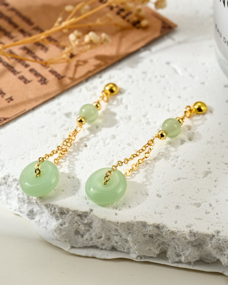 古韻平安垂墜款 耳針/無耳洞黏貼式耳環 場景展示