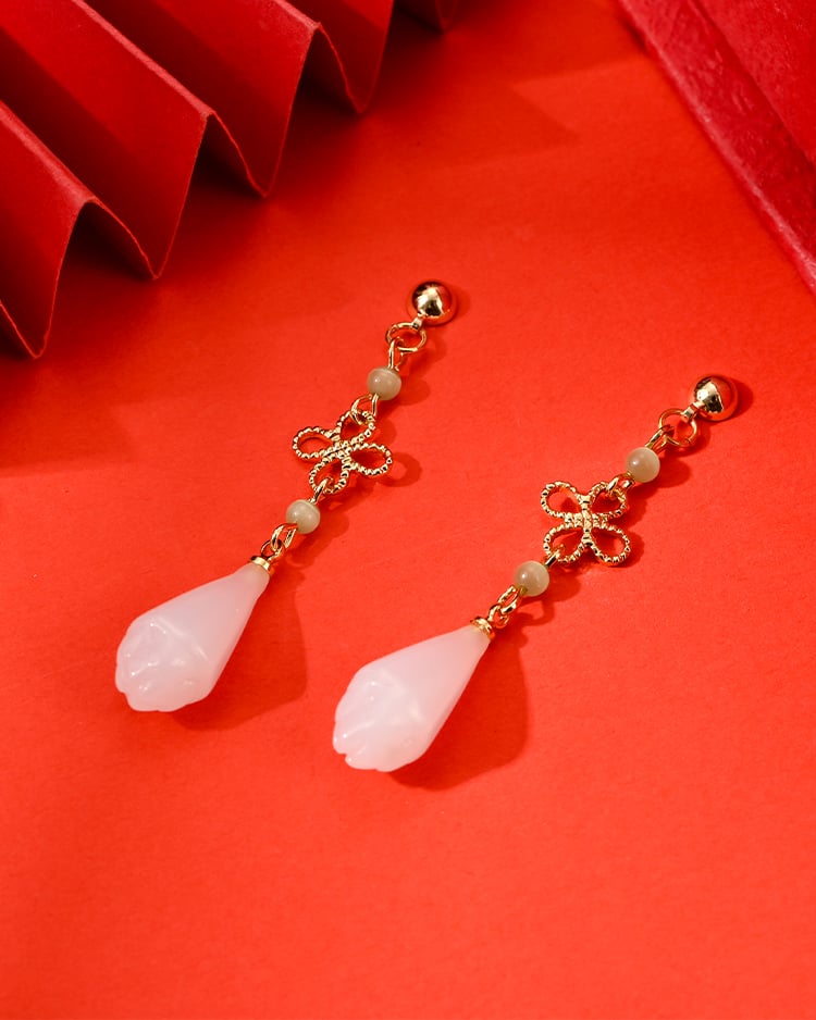 花影玉蹤垂墜 耳針/無耳洞黏貼式耳環 場景展示