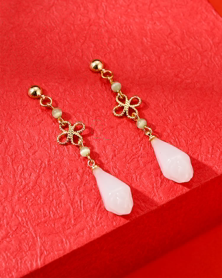 花影玉蹤垂墜 耳針/無耳洞黏貼式耳環 場景展示