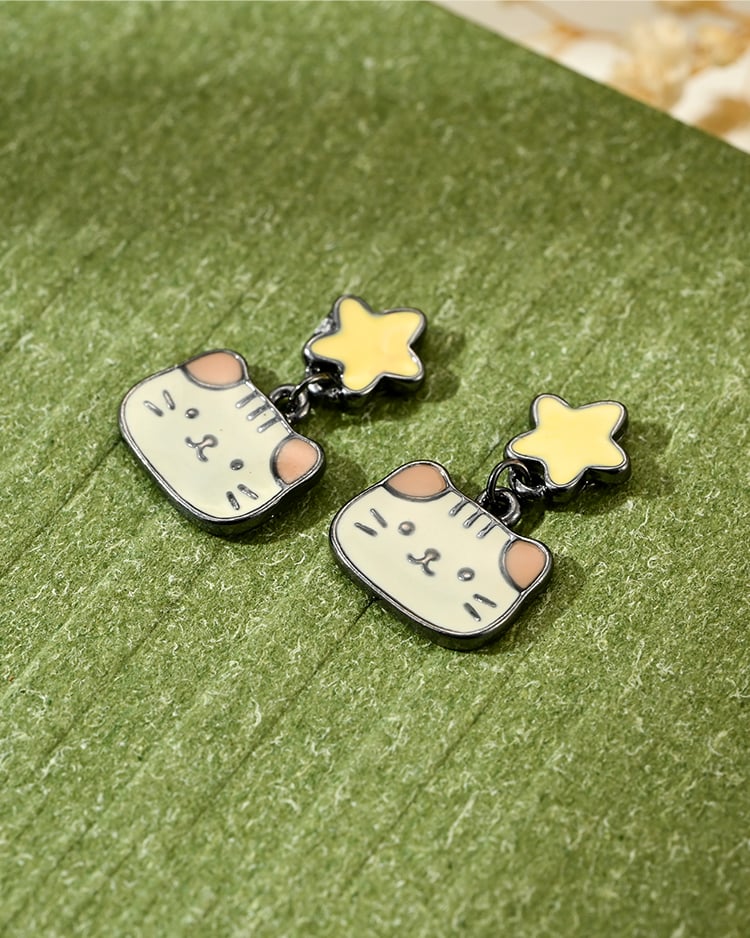 星願躲貓貓 耳針/無耳洞黏貼式耳環 場景展示