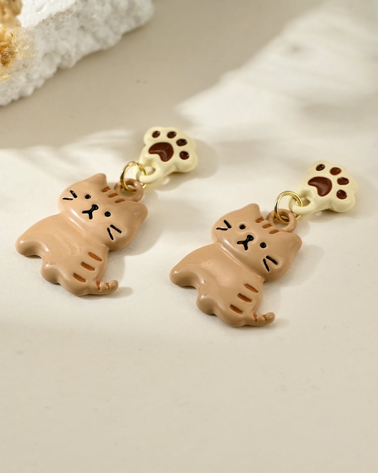 超萌肉球貓掌 耳針/無耳洞黏貼式耳環 場景展示