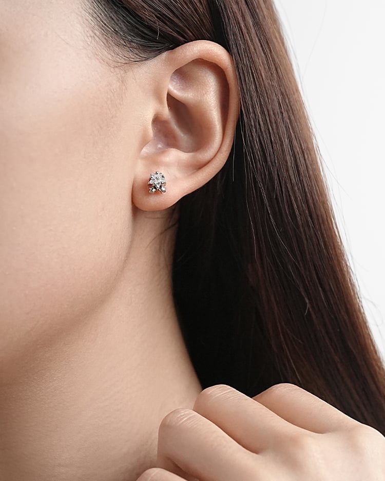 極星燦流光 耳針/無耳洞黏貼式耳環 模特兒展示