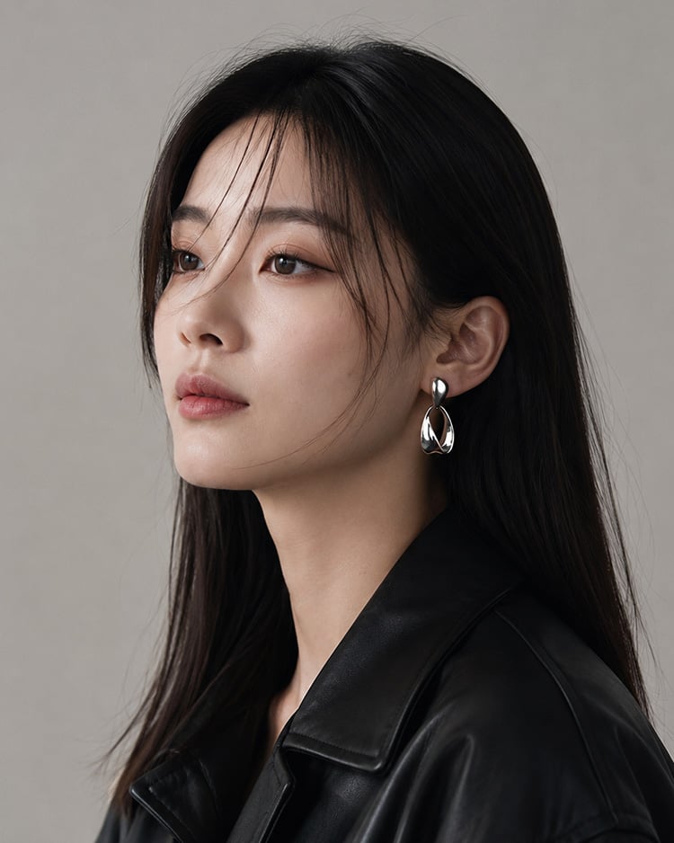 時尚水滴交織 耳針/無耳洞黏貼式耳環 模特兒展示