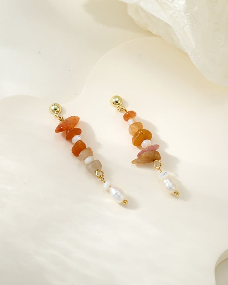 粉漾晨曦碎石 耳針/無耳洞黏貼式耳環 場景展示