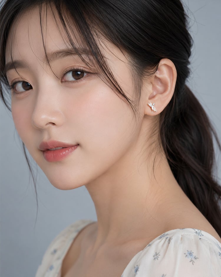 仙女羽翼 耳針/無耳洞黏貼式耳環 模特兒展示