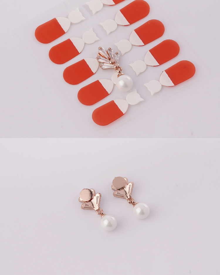 復古浪漫珍珠 耳針/無耳洞黏貼式耳環 細節展示