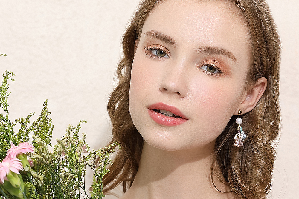 气质水晶花朵蝴蝶 耳针/无耳洞黏贴式耳环