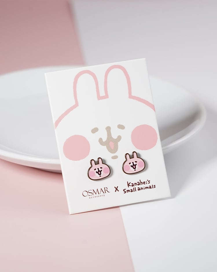 卡娜赫拉的小動物 粉紅兔兔系列 天天開心 無耳洞黏貼式耳環 場景展示