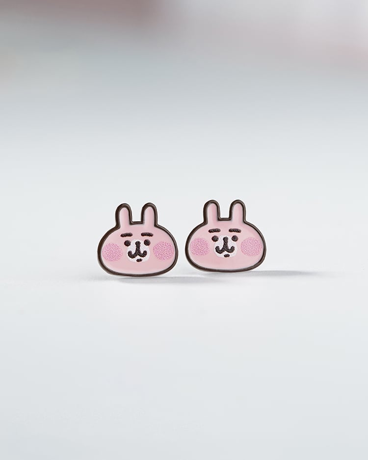 卡娜赫拉的小動物 粉紅兔兔系列 眉頭皺皺  無耳洞黏貼式耳環  無耳洞黏貼式耳環 場景展示