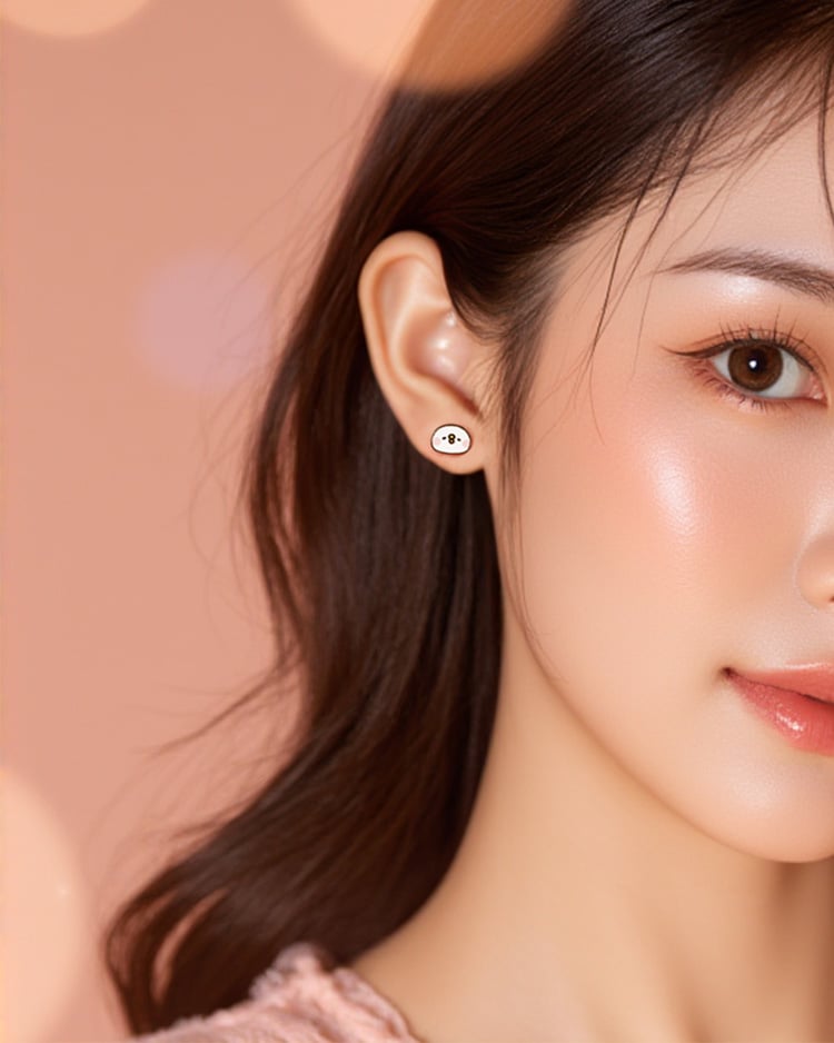 卡娜赫拉的小動物 P助系列 好想睡覺哦 無耳洞黏貼式耳環 模特兒展示