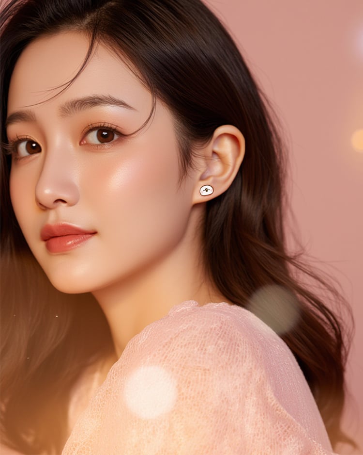 卡娜赫拉的小動物 P助系列 好想睡覺哦 無耳洞黏貼式耳環 模特兒展示