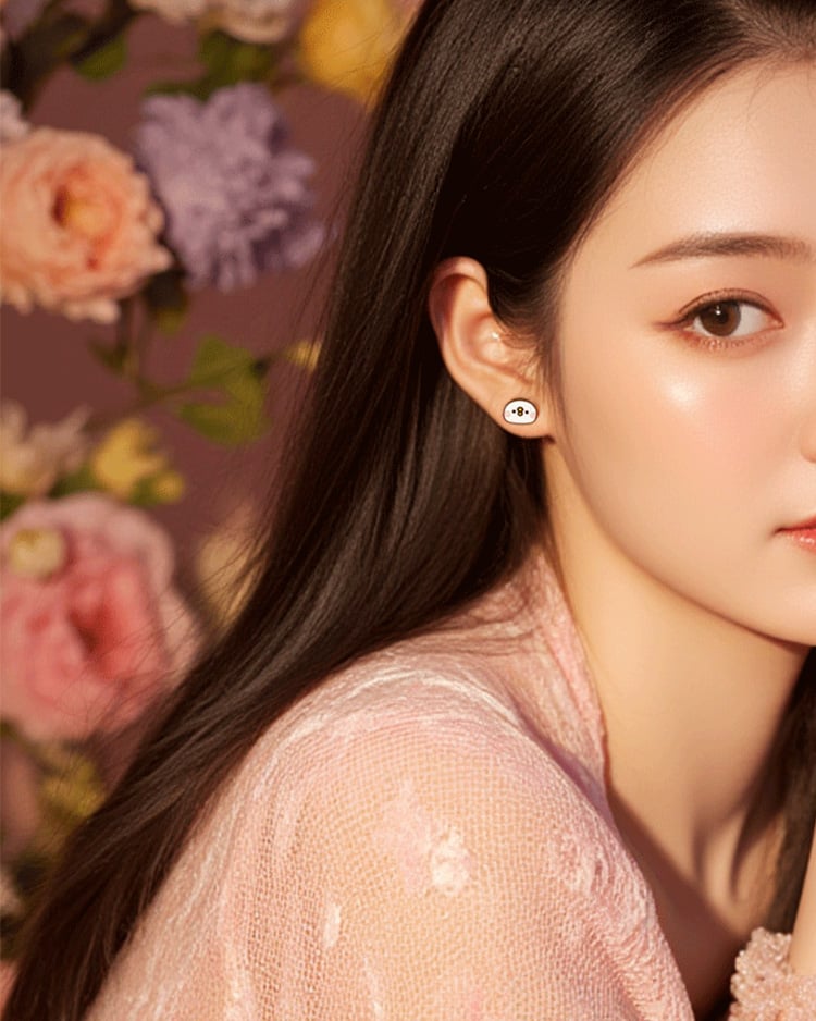 卡娜赫拉的小動物 P助系列 我在發呆  無耳洞黏貼式耳環 模特兒展示