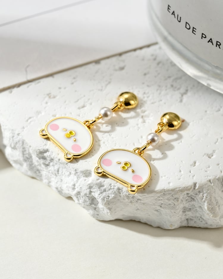 卡娜赫拉的小動物 甜美珍珠P助 無耳洞黏貼式耳環 場景展示