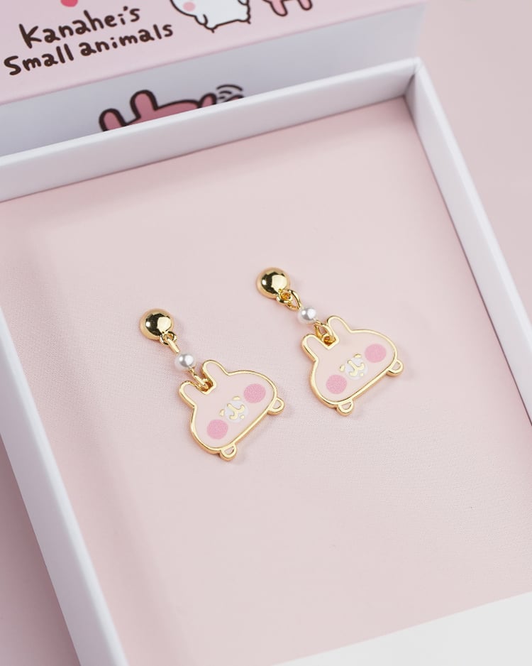 卡娜赫拉的小動物 甜美珍珠兔兔 無耳洞黏貼式耳環 耳針/無耳洞黏貼式耳環 場景展示