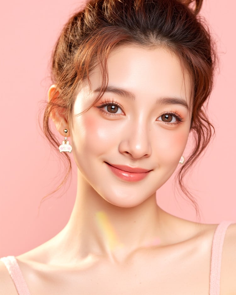 卡娜赫拉的小動物 甜美珍珠兔兔 無耳洞黏貼式耳環 耳針/無耳洞黏貼式耳環 場景展示