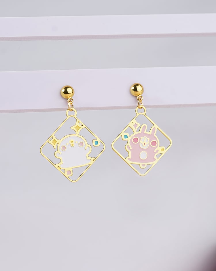 卡娜赫拉的小動物 手舞足蹈的兔兔與P助 無耳洞黏貼式耳環 場景展示