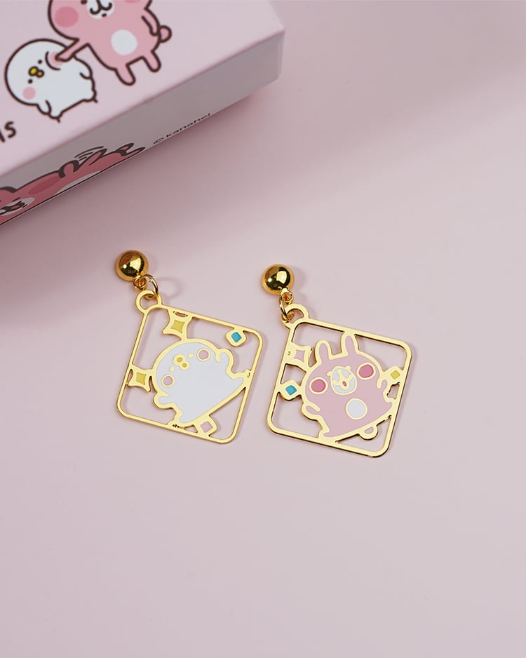 卡娜赫拉的小動物 手舞足蹈的兔兔與P助 無耳洞黏貼式耳環 場景展示