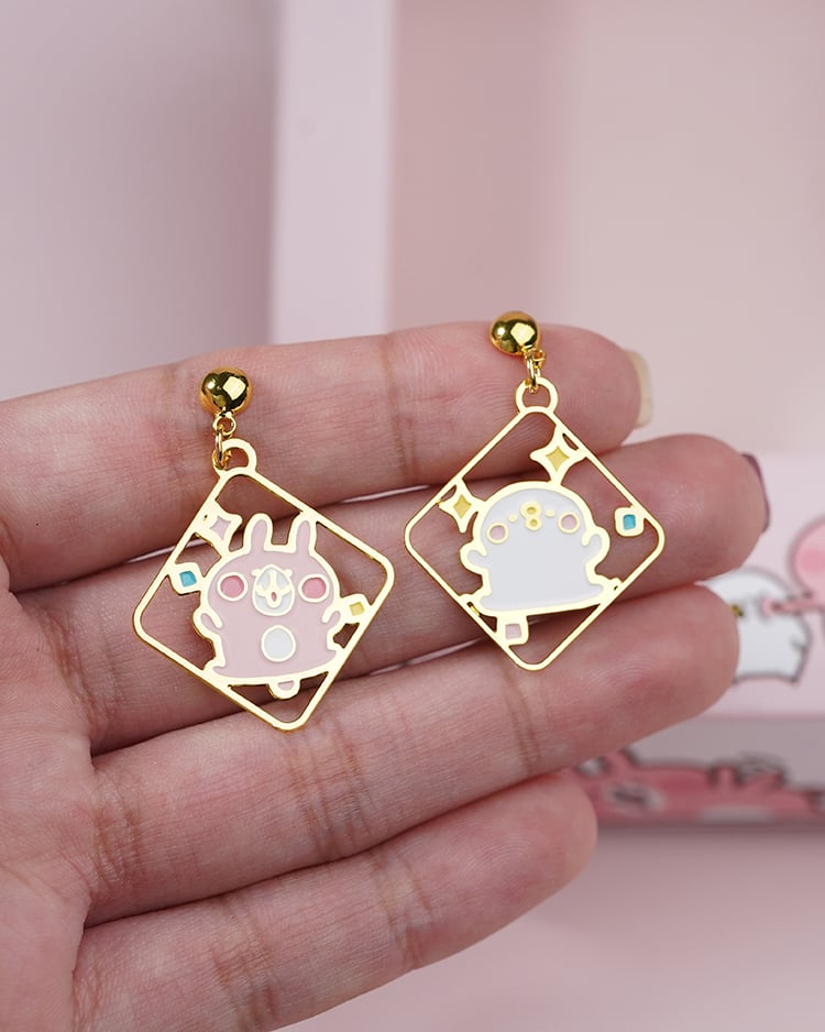 卡娜赫拉的小動物 手舞足蹈的兔兔與P助 無耳洞黏貼式耳環 場景展示