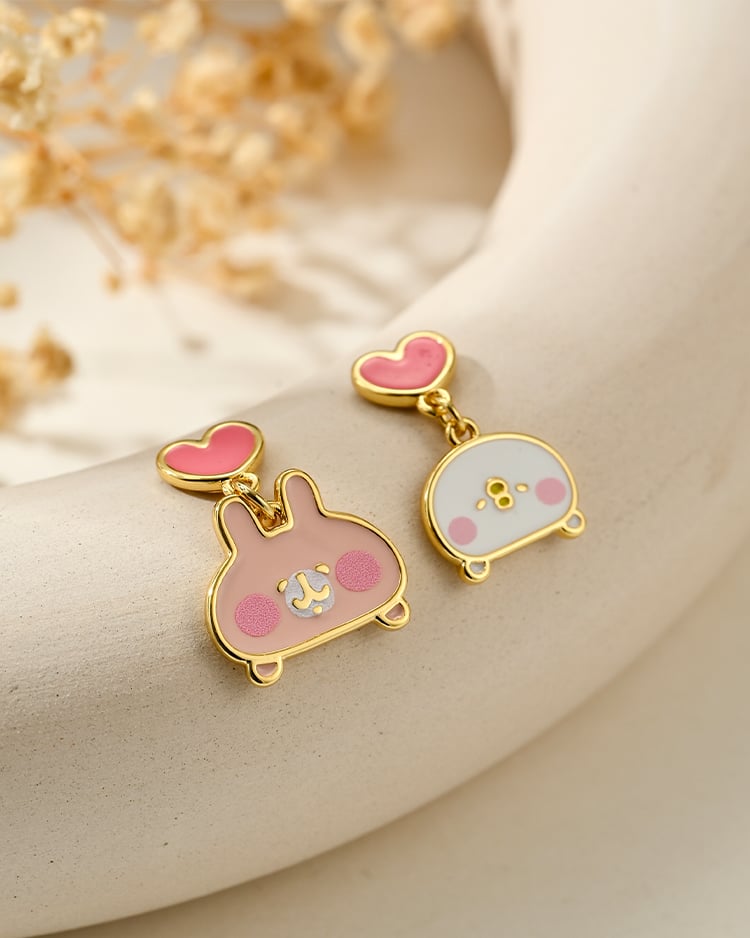 卡娜赫拉的小動物 心動的兔兔與P助 無耳洞黏貼式耳環 場景展示