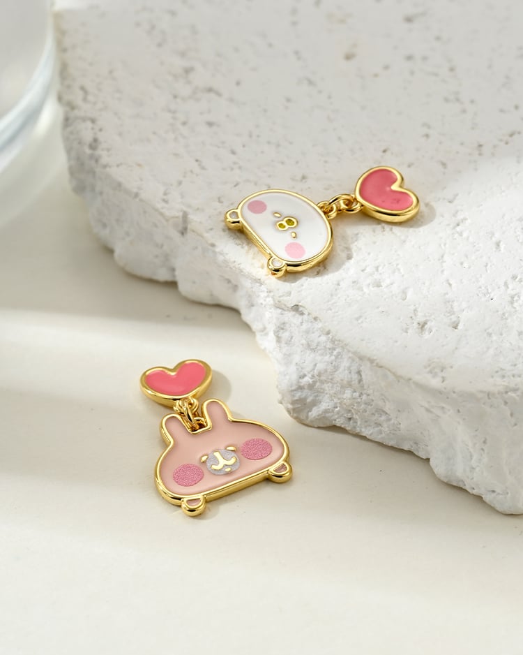 卡娜赫拉的小動物 心動的兔兔與P助 無耳洞黏貼式耳環 場景展示