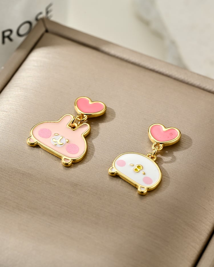 卡娜赫拉的小動物 心動的兔兔與P助 無耳洞黏貼式耳環 場景展示