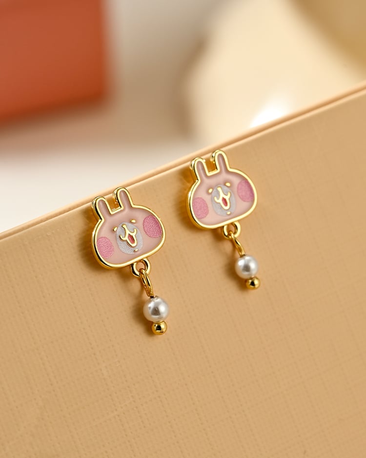 卡娜赫拉的小動物 兔兔小珍珠 無耳洞黏貼式耳環 場景展示