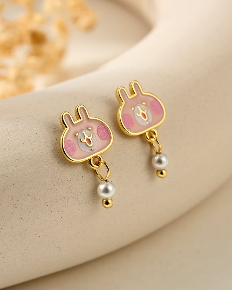 卡娜赫拉的小動物 兔兔小珍珠 無耳洞黏貼式耳環 場景展示