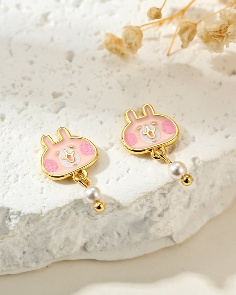 卡娜赫拉的小動物 兔兔小珍珠 無耳洞黏貼式耳環 場景展示