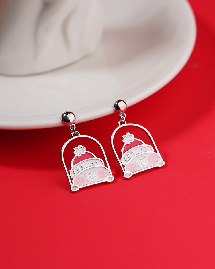 卡娜赫拉的小動物 聖誕兔兔小屋 無耳洞黏貼式耳環 場景展示