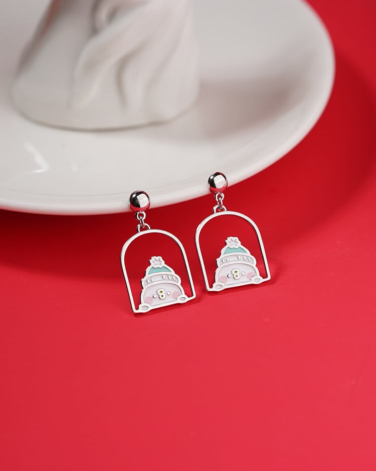 卡娜赫拉的小動物 聖誕P助小屋 無耳洞黏貼式耳環 場景展示