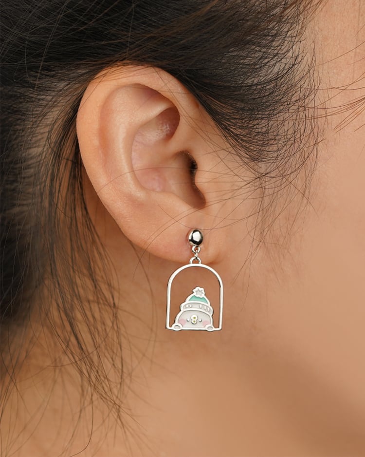 卡娜赫拉的小動物 聖誕P助小屋 無耳洞黏貼式耳環 場景展示