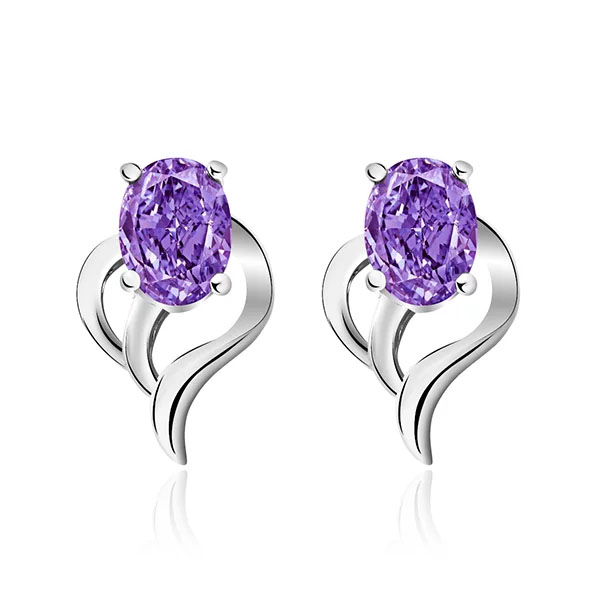 璀璨愛情銀光紫鑽黏式耳環