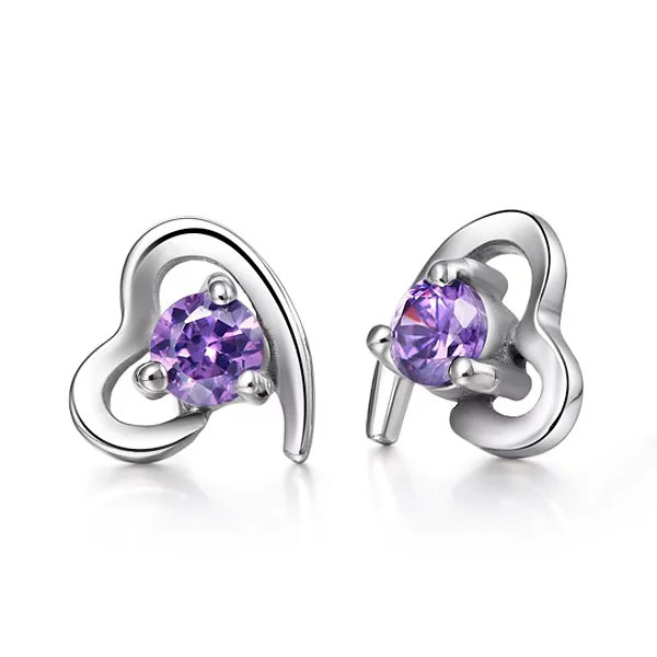 璀璨愛情紫水晶 耳針/黏式耳環