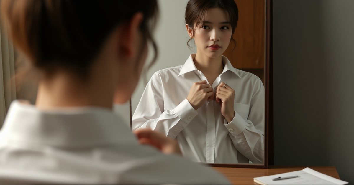 面試前檢查清單包括服裝整齊度、飾品位置、個人物品準備