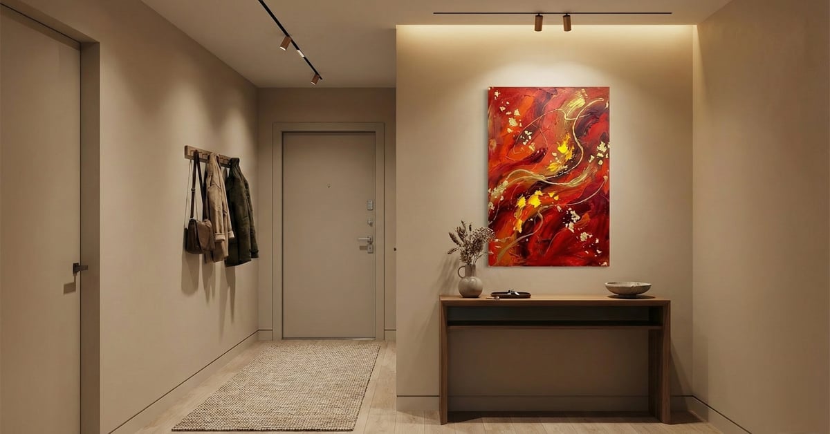 現代風玄關抽象畫-紅色招財