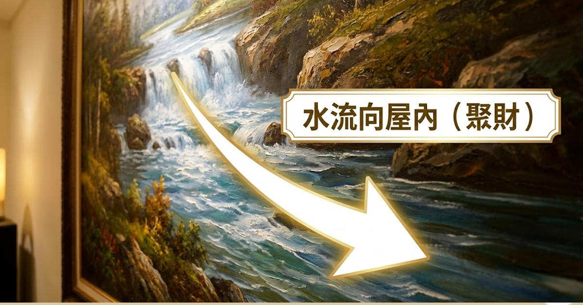風水畫水流方向示意
