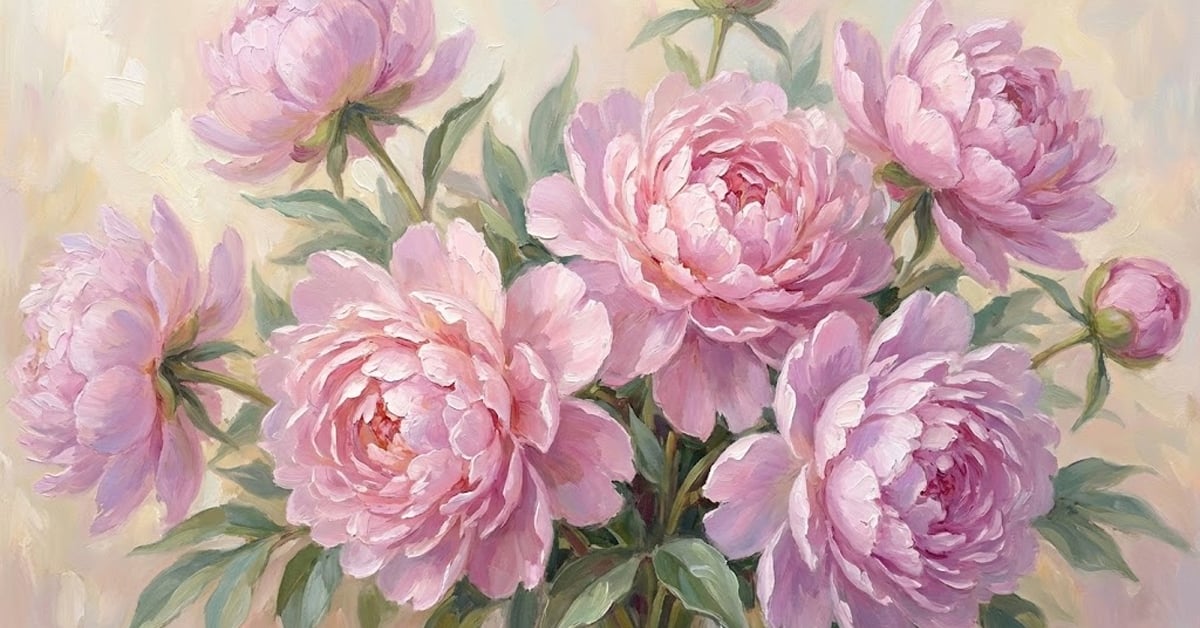 臥室牡丹花油畫-富貴圓滿