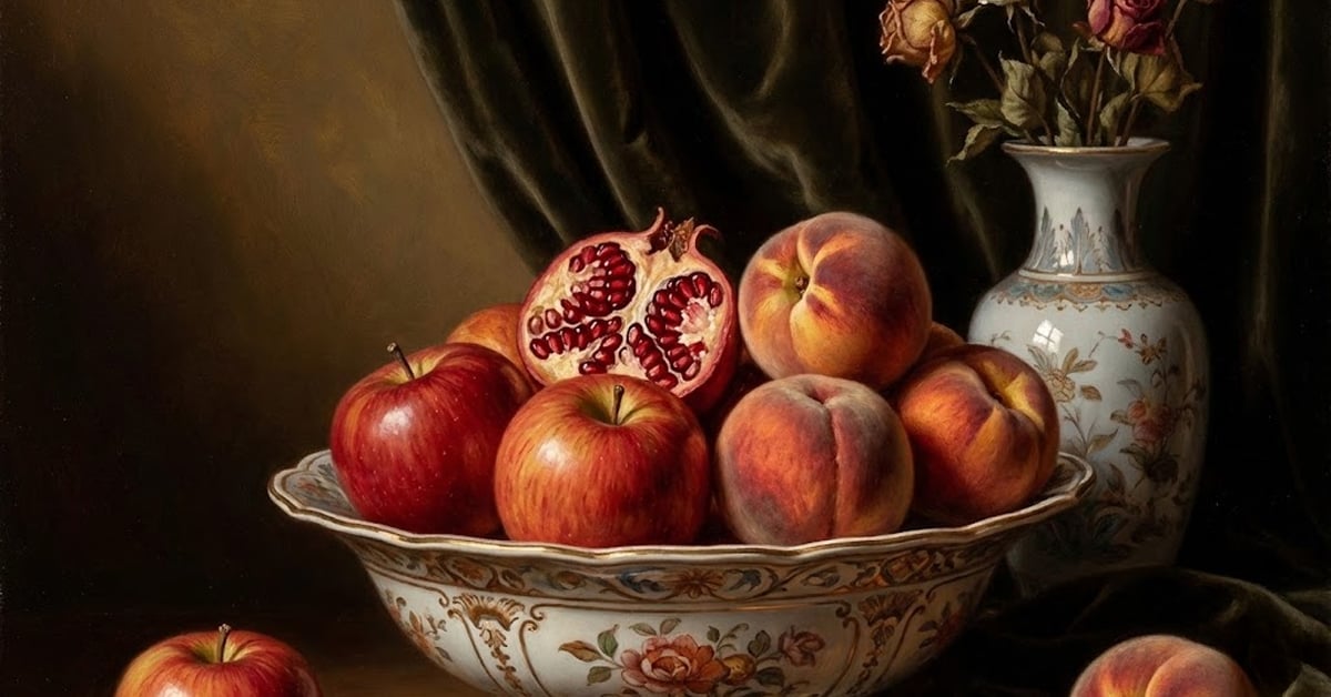 餐廳靜物水果油畫-平安長壽