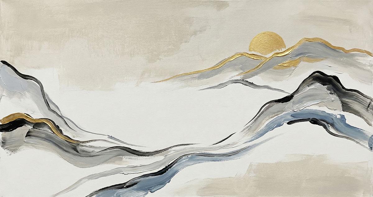 新中式山水油畫-現代裝潢搭配