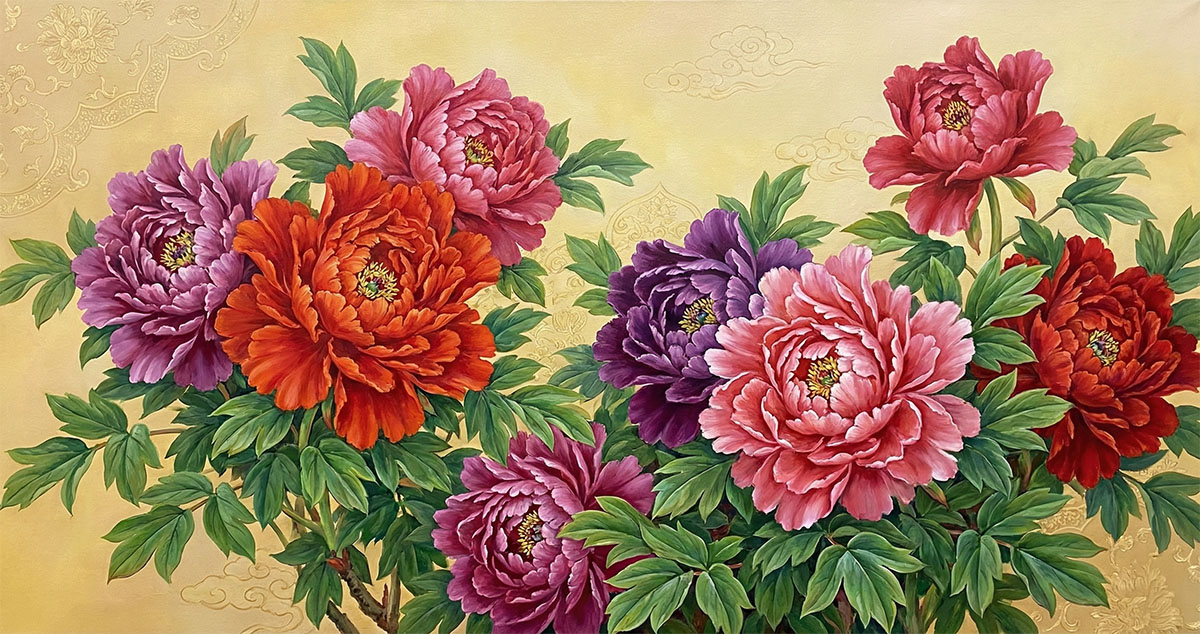 花開富貴牡丹風水油畫
