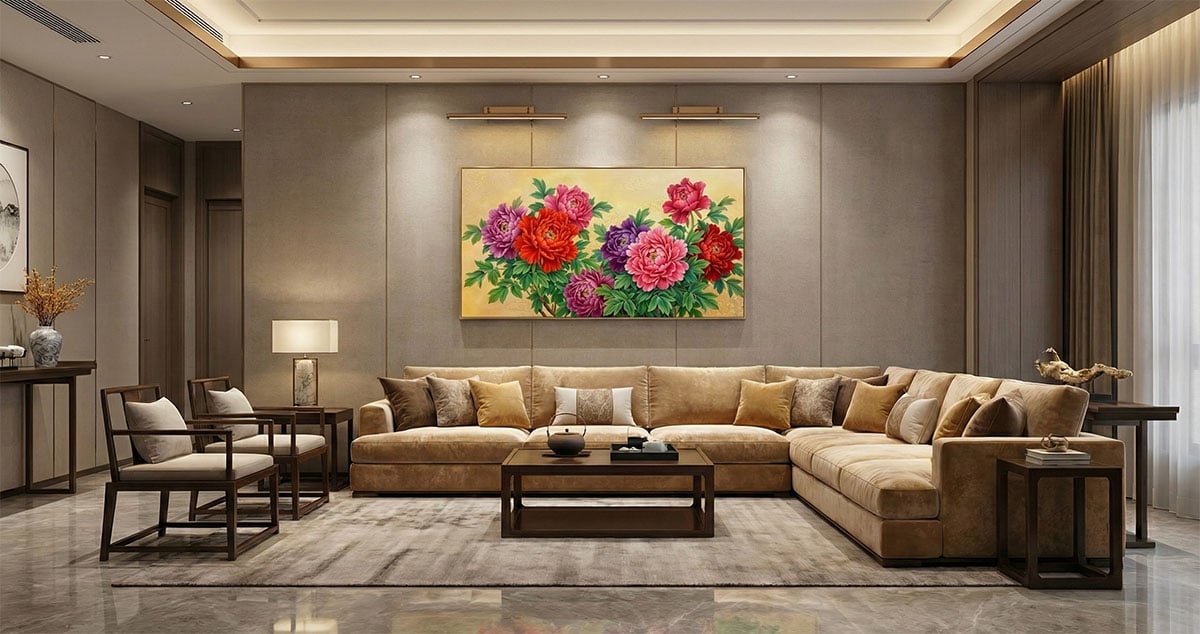 客廳掛牡丹畫-提升事業運