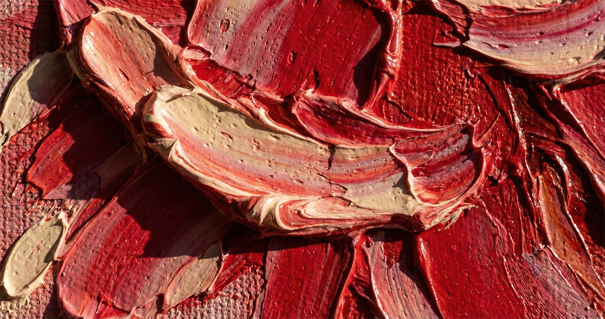 手繪牡丹油畫立體質感