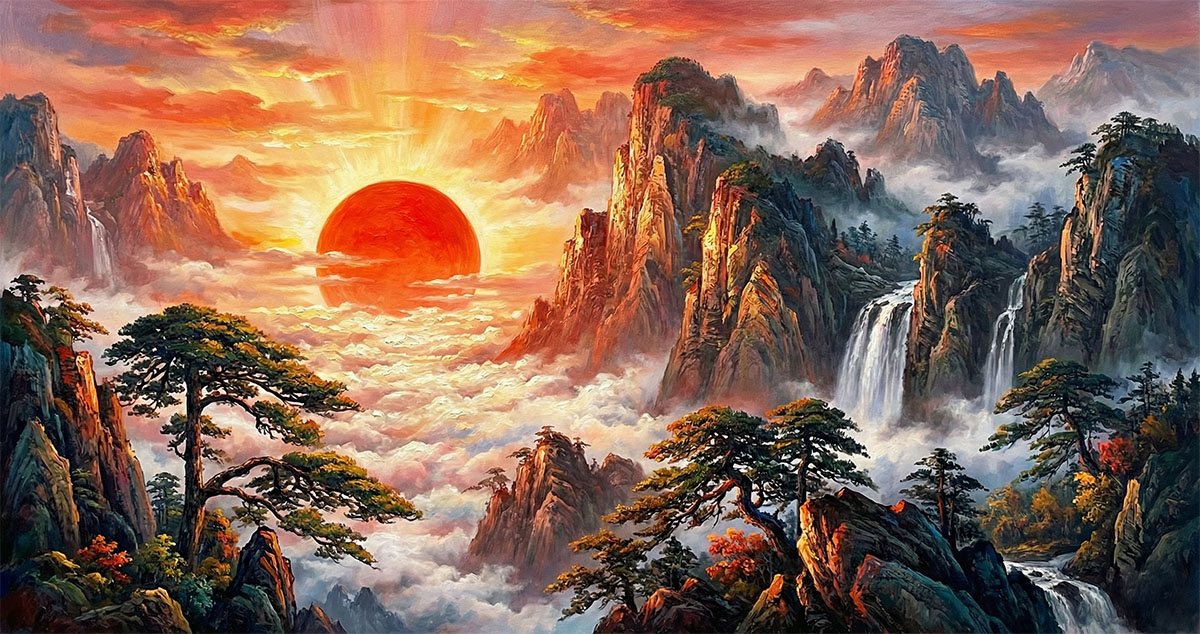 旭日東昇山水畫-事業運首選