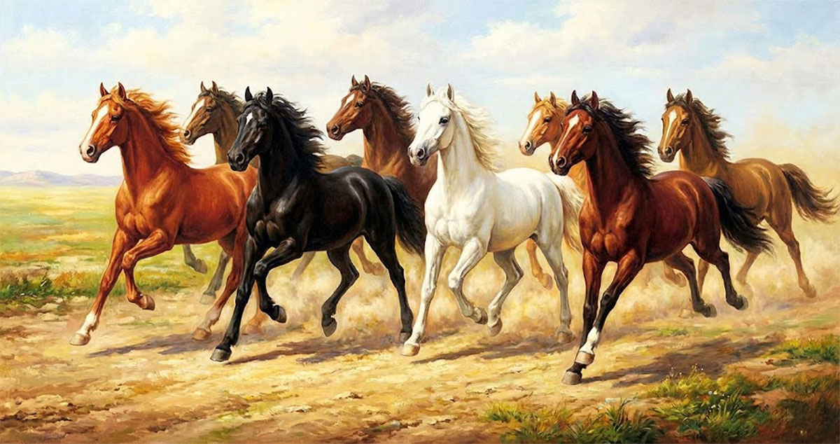 八駿圖-團隊合作與招財