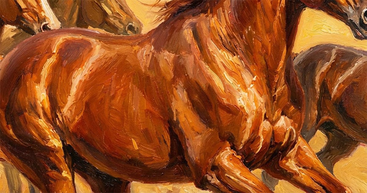 手繪油畫馬匹質感特寫